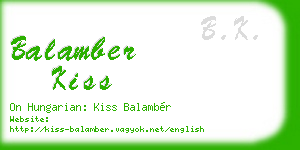 balamber kiss business card